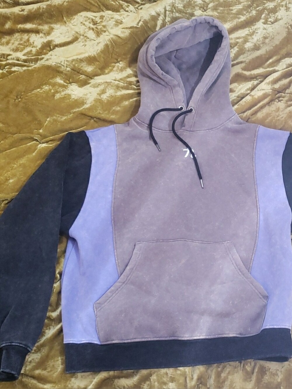 Unisex Colorblock Hoodie Sweatshirt in Gray, Black and Purple - {Mood}Global